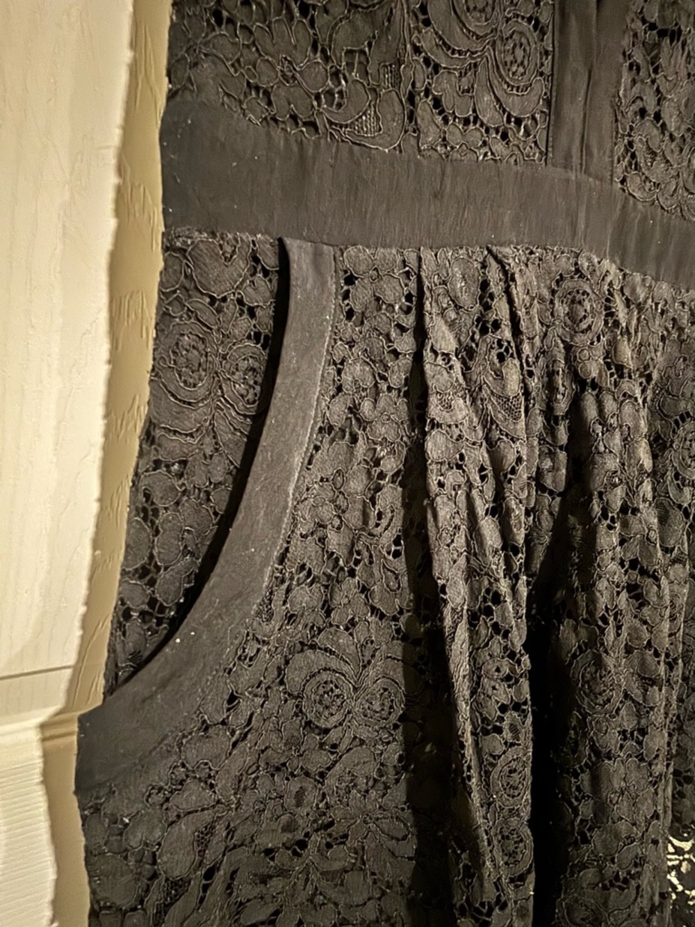 Free People Black Lace V-Neck Mini Dress